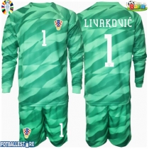 Kroatia Dominik Livakovic #1 Keeper Bortedraktsett Barn EM 2024 Langermet (+ Korte bukser)